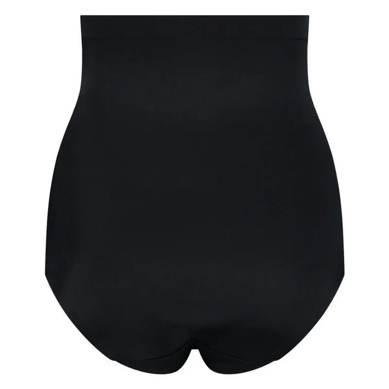 Culotte taille haute noire, sans couture, invisible, légère et douce, idéale sous vêtements moulants, 80% polyamide.
