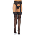 Bas opaques dentelle porte-jarretelles taille haute Leg Avenue sensuelle féminité