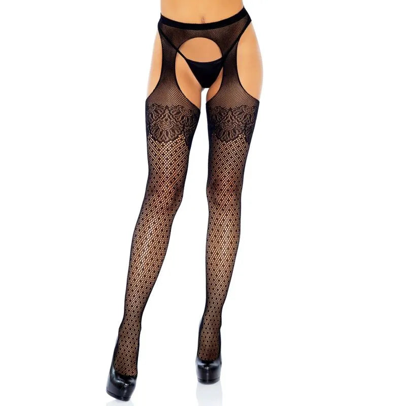 porte-jarretelles résille pois dentelle talon cubain Leg Avenue élégant féminin