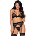 LEG AVENUE - ENSEMBLE TROIS PIÈCES TOP, PORTE-JARRETELLES ET G-STRING