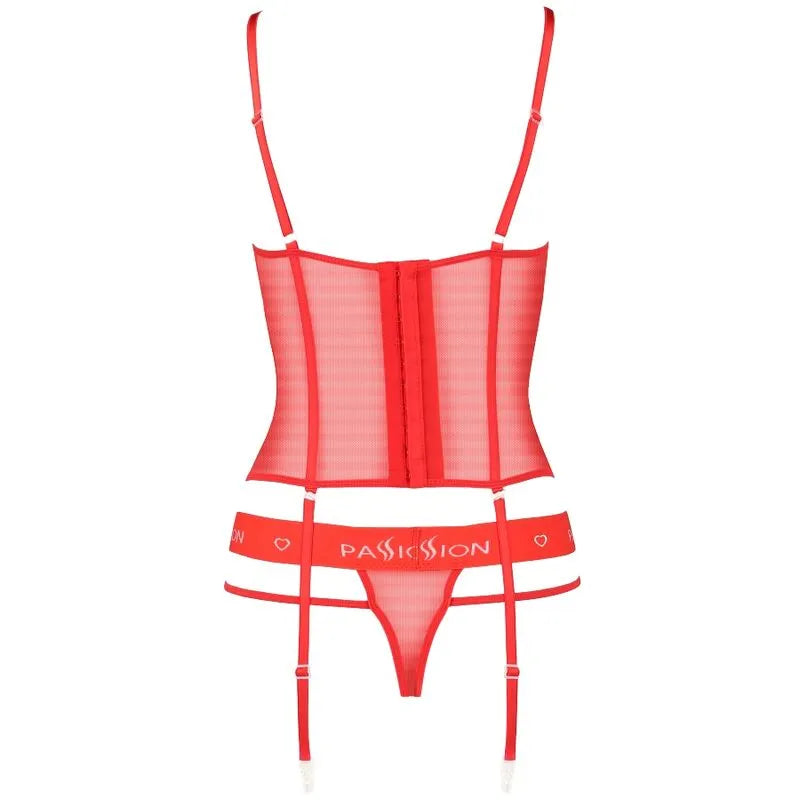 Passion Corset Kyōka Rouge Lingerie Sexy Audacieuse Transparente String Inclus