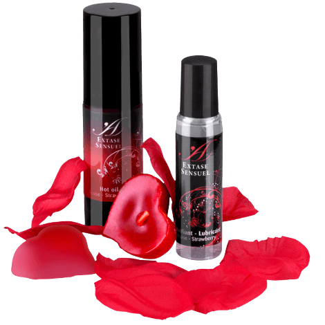 Kit Sensuel Intime Avec Huile Chaude Fraise