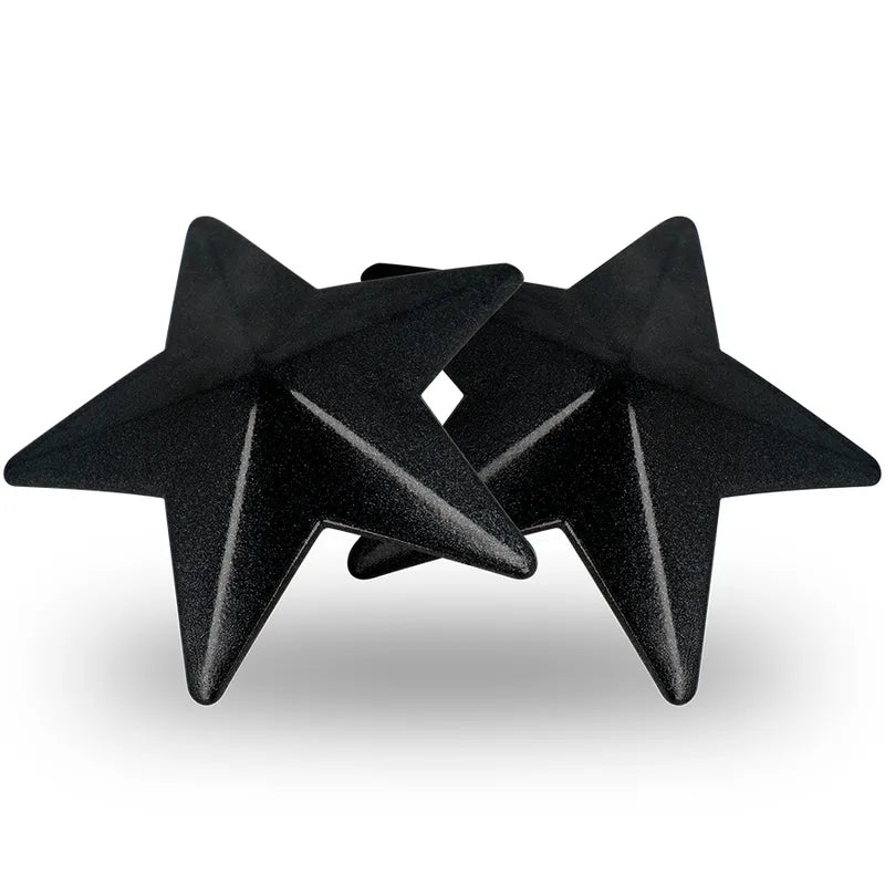 Cache-tétons étoiles noires en métal, réutilisables, Coquette Chic Désir, séduisants et faciles à appliquer.