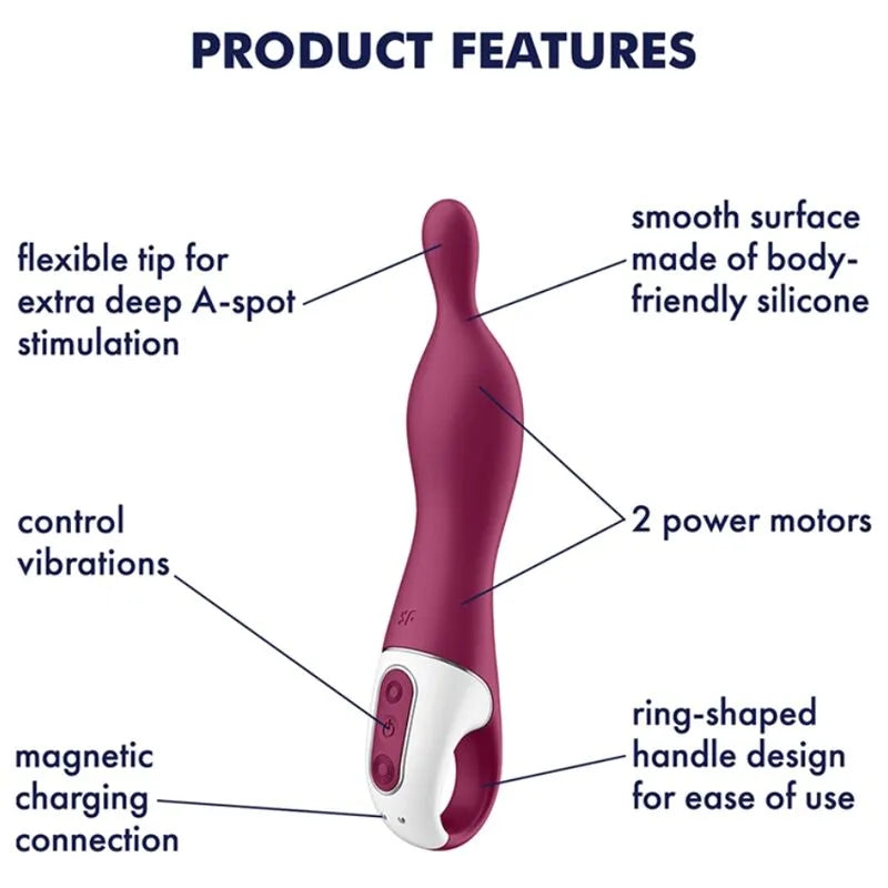 Vibrateur silencieux pour stimulation profonde du point A, silicone médical, rechargeable, design érgonomique, sextoy discret pour femmes et couples