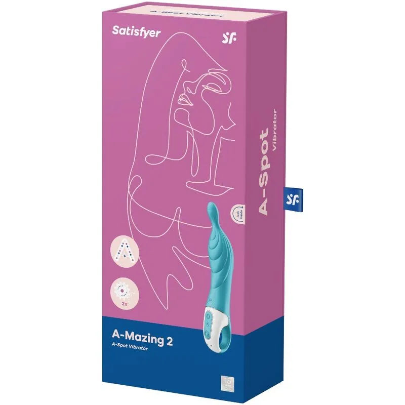 Vibrateur Satisfyer Amazing 2 Turquoise stimulation point A profonde silicone médical rechargeable discrétion 15 ans garantie sextoy femmes couples