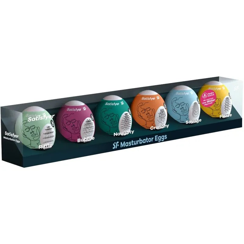 Satisfyer Egg CITED Masturbation Set 6 Units Flexible Realistic Textured Silicone Hydro-Active Material Multi-Sensations Intimate Pleasure Sextoy