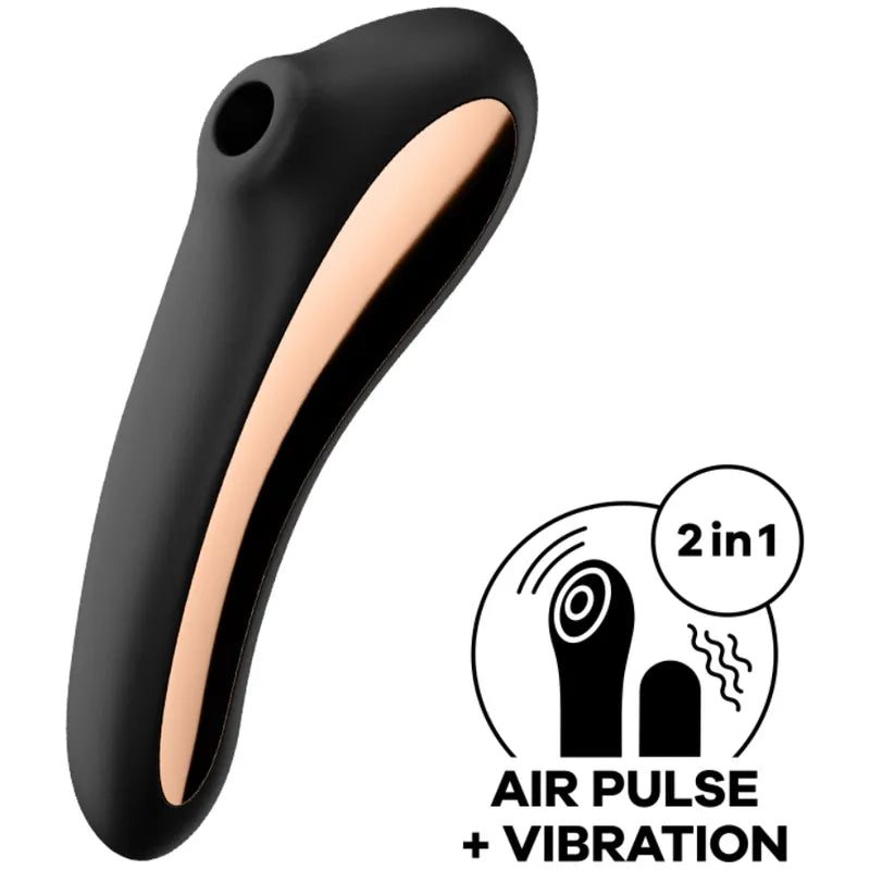 Vibrateur Dual Kiss Air Pulse Noir stimulation clitoridienne silicone médical étanche IPX7 sextoy design moderne couple plaisir intime