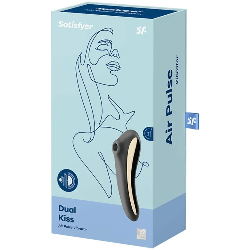Vibrateur Dual Kiss Air Pulse Noir stimulation clitoridienne silicone médical étanche IPX7 sextoy design moderne couple plaisir intime