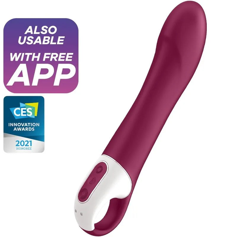 Vibromasseur chauffant Satisfyer Big Heat – Stimulation point G profonde, application contrôlée, silicone doux, garantie 15 ans
