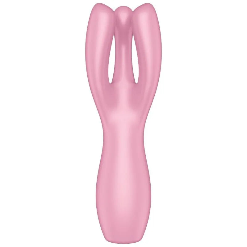 Satisfyer Threesome 3 Rose - Vibrateur innovant 3 bras stimulation clitoridienne labia silicone médical rechargeable 15 ans garantie