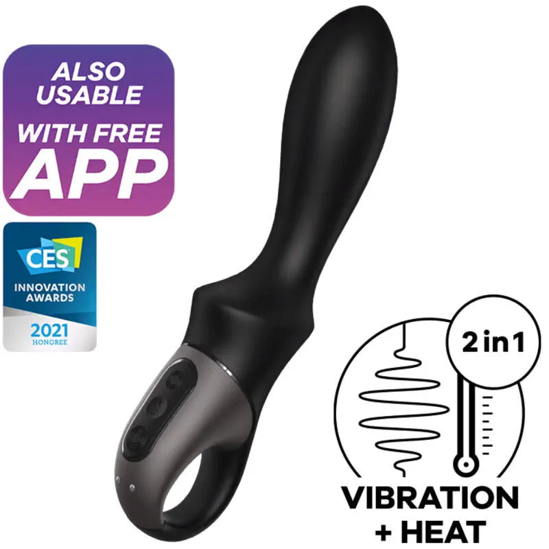 Vibromasseur anal chauffant Satisfyer Heat-Climax Noir stimulation intense silicone doux application i OS Android discrétion couple solitaire bien-être intime erotico