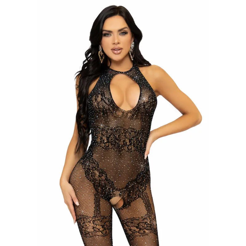 LEG AVENUE - BODYSTOCKING RÉSILLE SANS COUTURE - NOIR