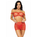 LEG AVENUE - ENSEMBLE TROIS PIÈCES TOP, MINI-JUPE ET STRING - ROUGE