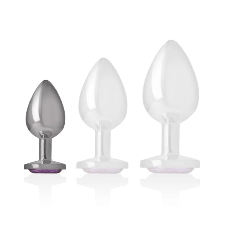 Plug anal en métal aluminium avec bijou violet cristal Intense Sexe sextoy plaisir anal design glamour
