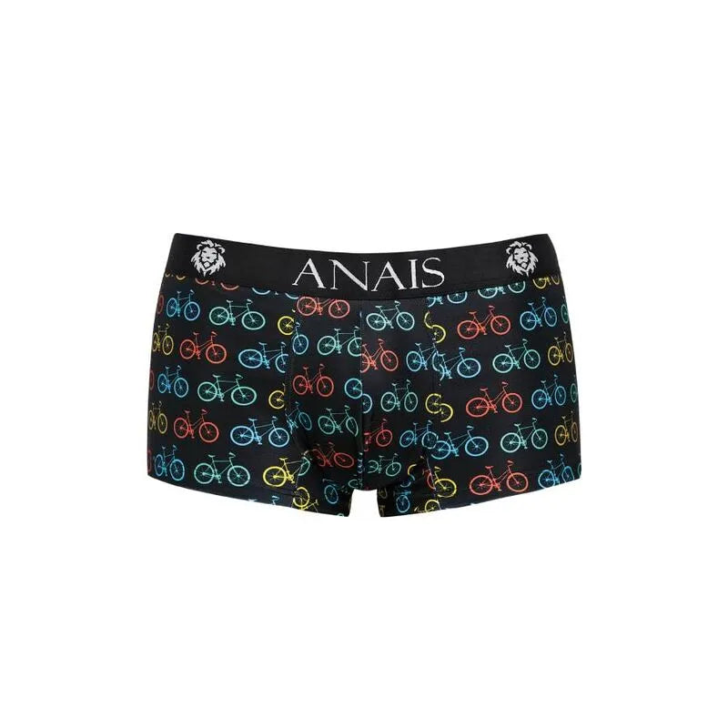 Boxer homme Anais Benito noir, motifs vélos colorés, coupe sportive, jambes longues, ajustement parfait.