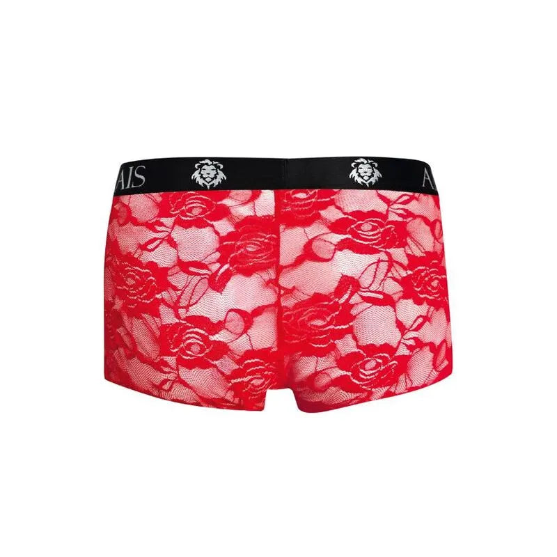Boxer homme rouge en dentelle florale, coupe sportive, jambes longues, ajustement parfait, Anais Men Brave Boxer.