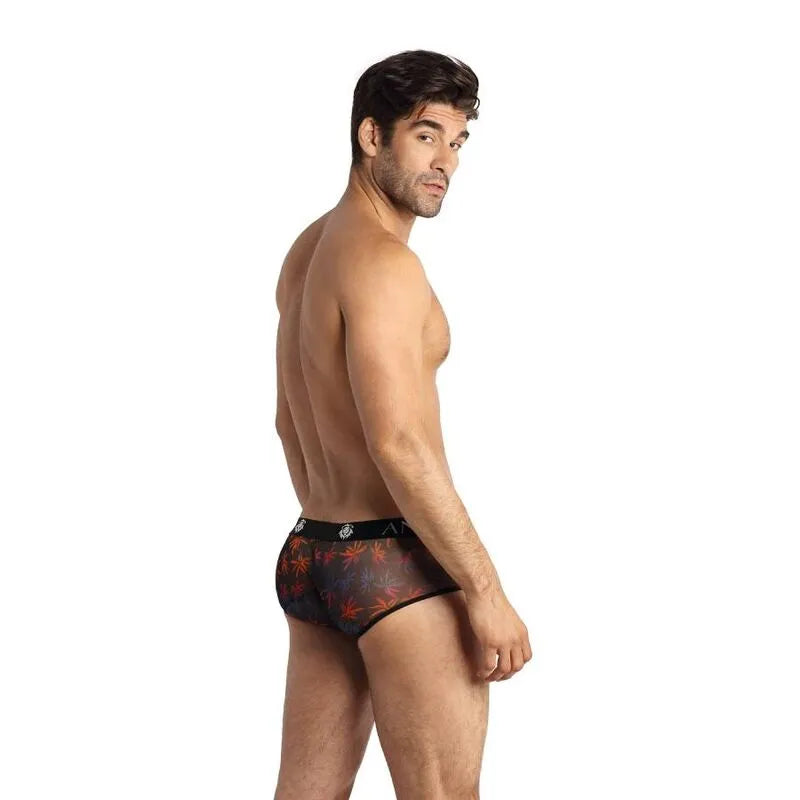 Boxer homme noir avec imprimé palmiers colorés, coupe sportive, ajustement parfait, Anais Men Chill Boxer.