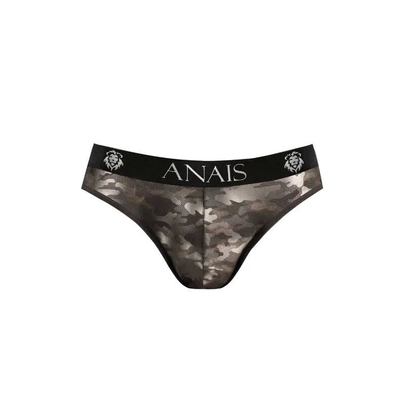 Slip homme ANAIS MEN, imprimé militaire, microfibre douce, bande élastique noire, confort et style moderne.