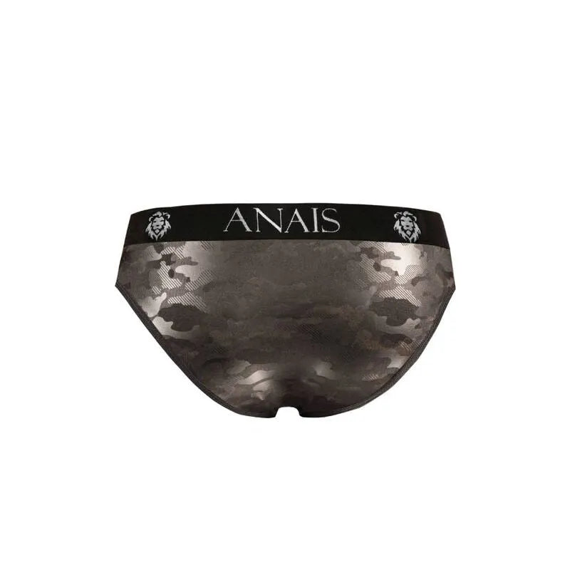 Slip homme ANAIS MEN, imprimé militaire, microfibre douce, bande élastique noire à la taille, confort optimal.