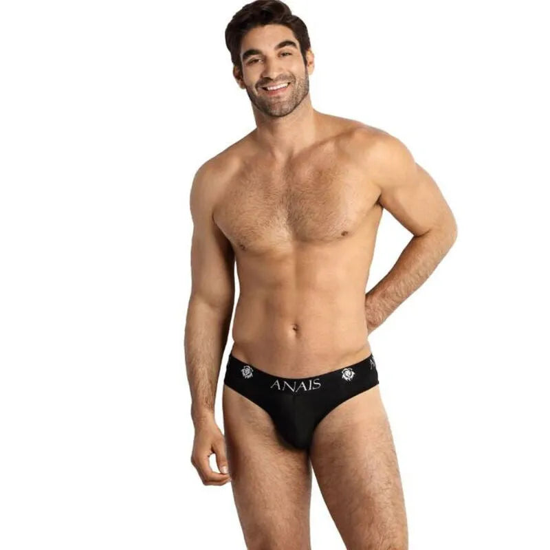 Slip homme noir Éros en tulle avec bande élastique, design élégant et confortable, Anais Apparel.