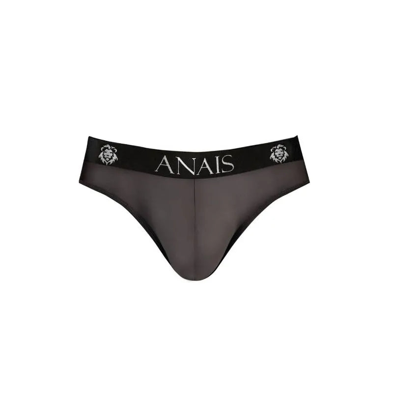 Slip homme noir en tulle avec bande élastique noire, logo Anais, design élégant et sexy, confort optimal.