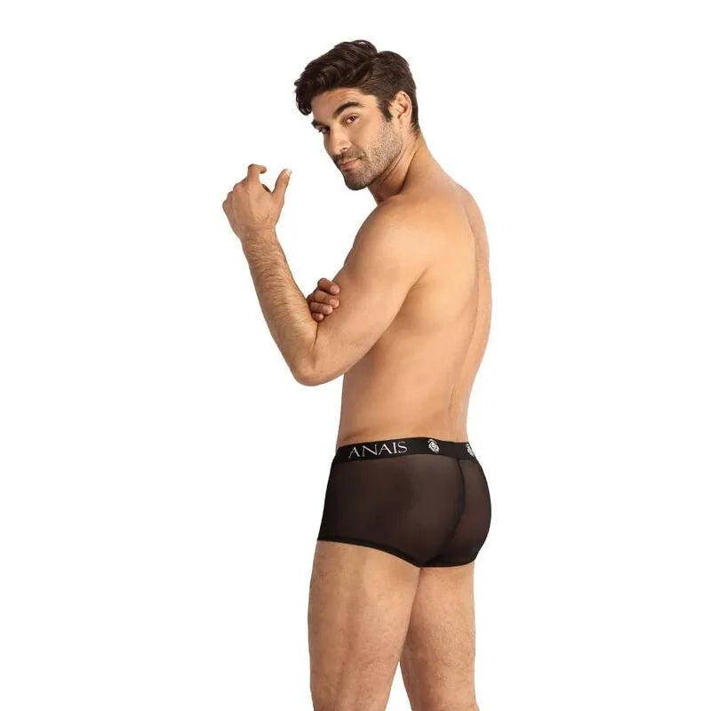 Boxer homme Éros Anais, tulle noir, coupe sportive, jambes longues, ajustement parfait, élégant et confortable.