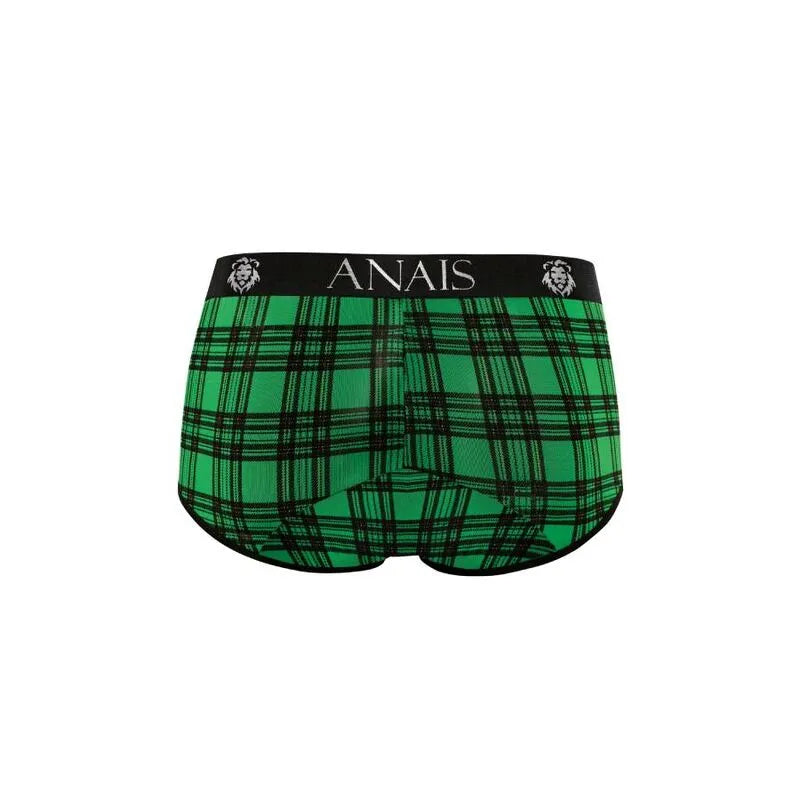 Boxer homme à carreaux verts et noirs, bande élastique noire avec logo Anais, confort et style moderne.
