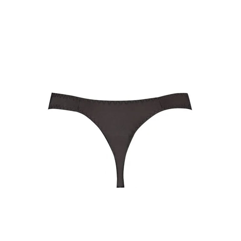 String homme en microfibre noire, coupe ajustée, élastique délicat, confort optimal, séduction raffinée.