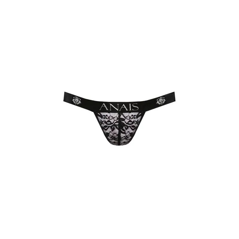 Jockstrap noir en dentelle florale Anais, coupe audacieuse révélant les fesses, ajustement parfait, sexy et élégant.