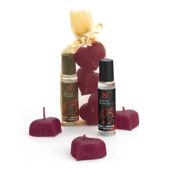 Kit Bougies Parfumées Et Gel Lubrifiant Fraise