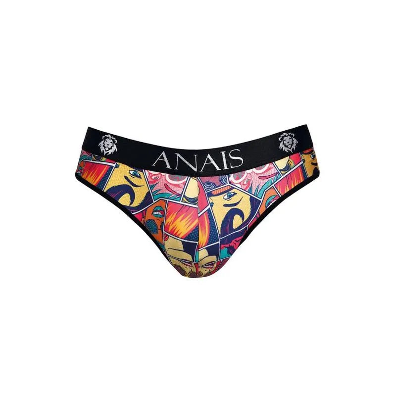 Slip homme comics Anais, imprimé bandes dessinées colorées, bande élastique noire à la taille, confortable et stylé.