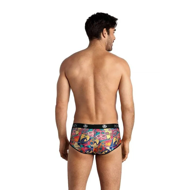 Slip homme Anais Comics Brief, coupe sportive, imprimé bandes dessinées colorées, modal doux, ajustement parfait.