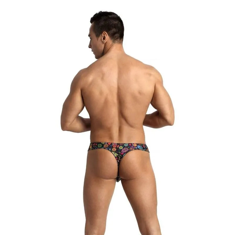 String homme coloré Anais Men Mexico, coupe ajustée, élastique délicat, confort optimal, motif floral séduisant.