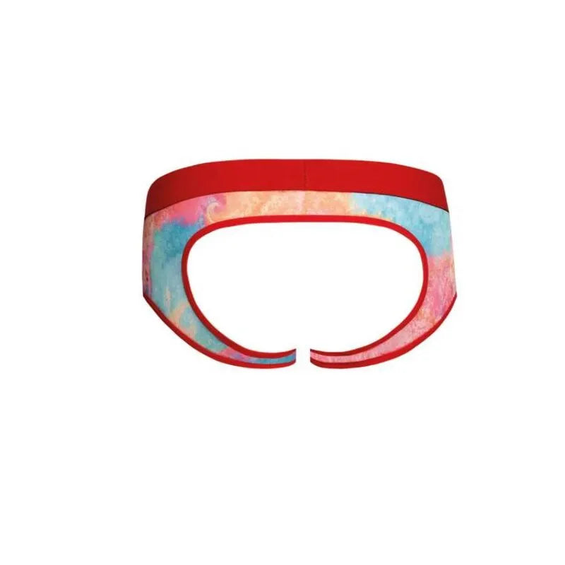 Bikini jock homme Anais, imprimé banane, lycra doux, ceinture élastique rouge, confort optimal, style sexy.