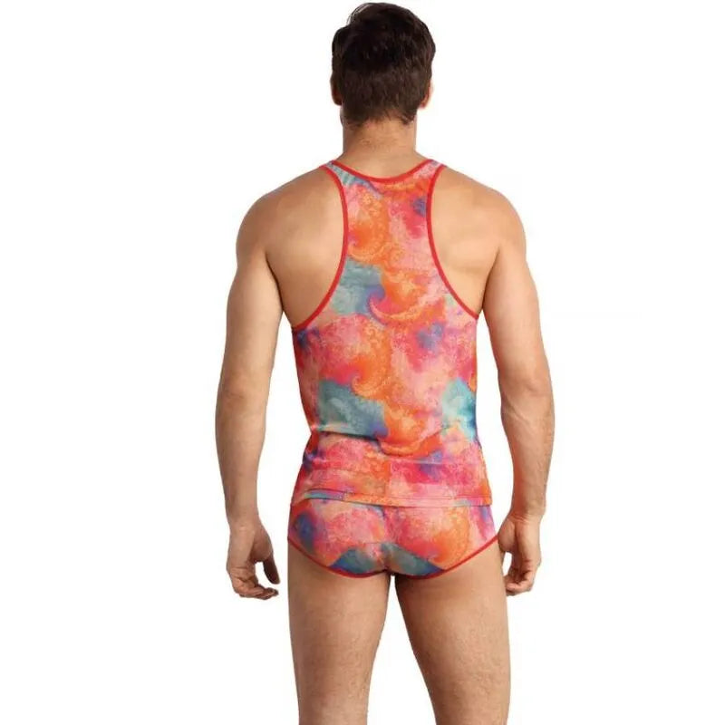 Débardeur homme ANAIS MEN FALCON, imprimé bananes, lycra doux, bande élastique, coupe ajustée, lingerie sexy.