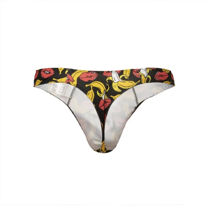String homme en lycra noir avec imprimé bananes jaunes, élastique délicat, confort optimal, Anais Apparel.