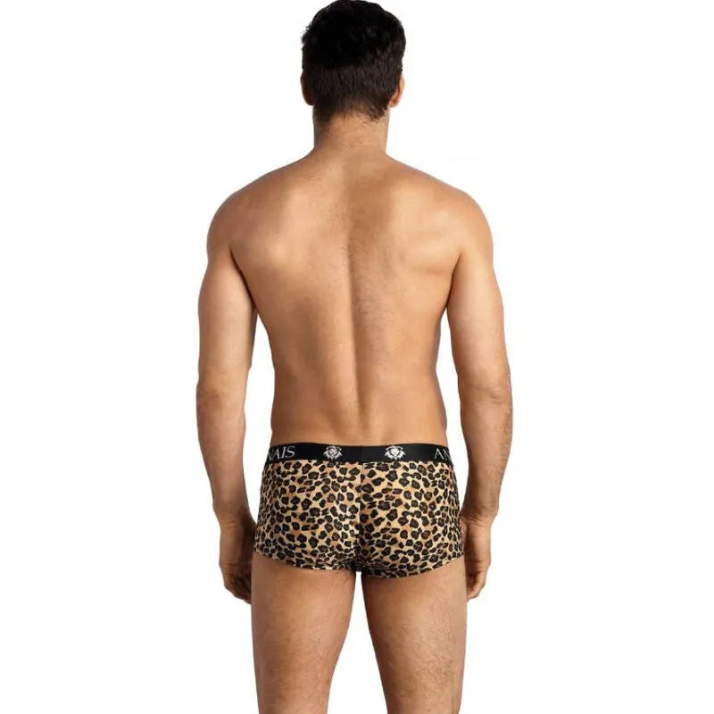 Boxer homme imprimé animal, microfibre douce, bande élastique noire, coupe ajustée, Anais Mercury, confort et style.