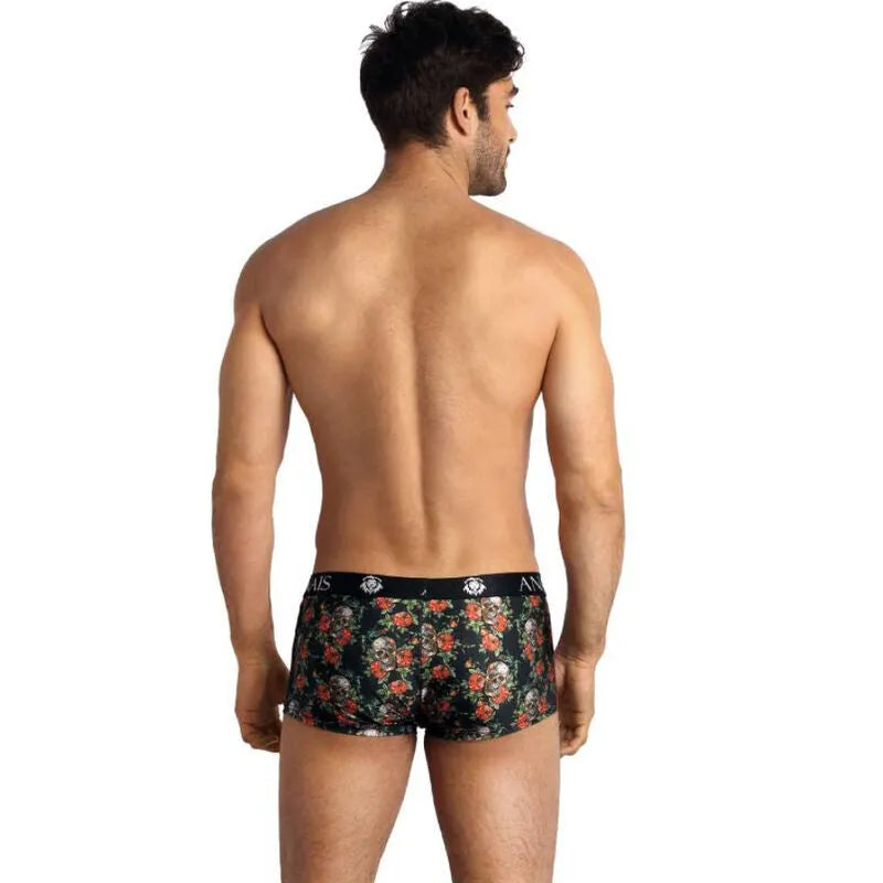 Boxer homme ANAIS MEN avec imprimé roses et têtes de mort, coupe sportive, modal doux, ajustement parfait.