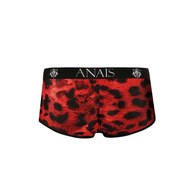 Slip rouge à imprimé animal sauvage, microfibre douce, coupe sportive, ceinture noire avec logo Anais.
