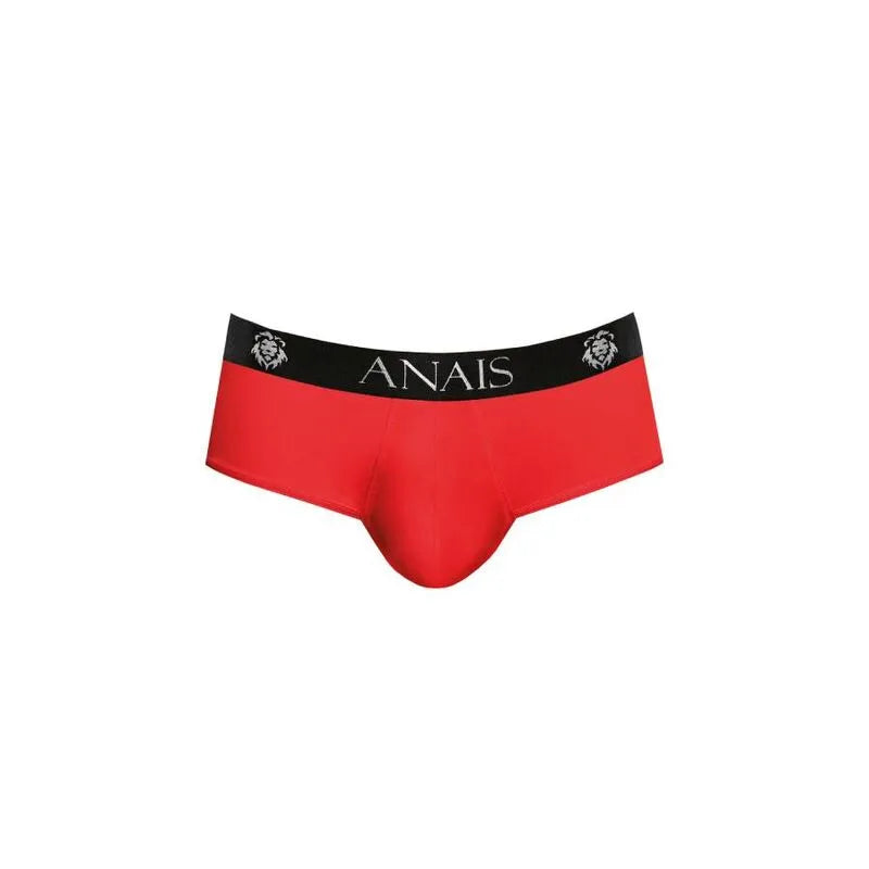 Bikini rouge Anais pour homme, bordure noire, coupe audacieuse, microfibre douce, fesses ouvertes, lingerie sexy.