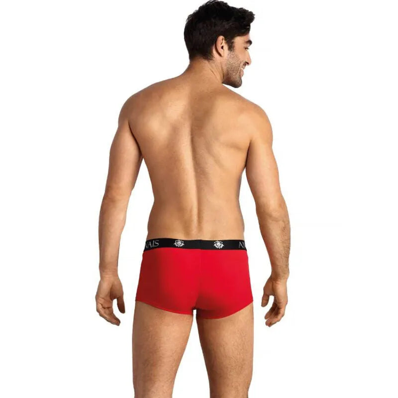 Boxer homme rouge Anais Men Soul, microfibre douce, bordure noire, coupe sportive, ajustement parfait.