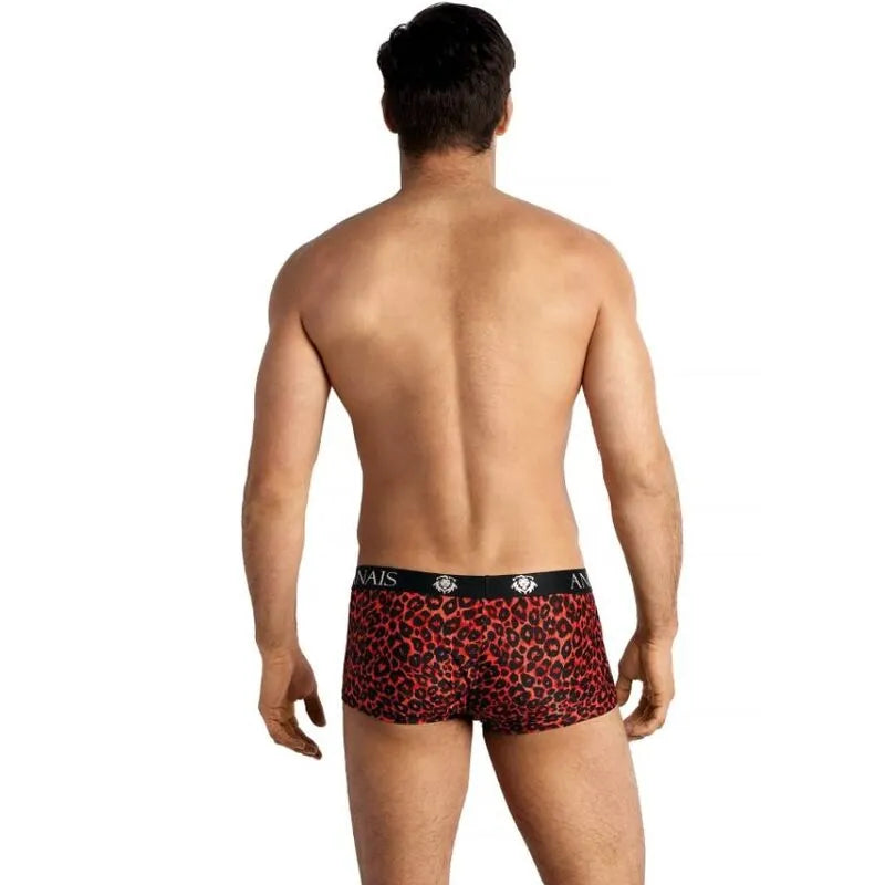 Boxer homme rouge imprimé animal, coupe sportive, microfibre douce, jambes longues, ajustement parfait.