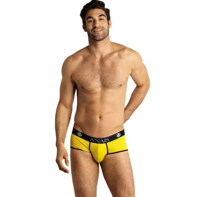 Slip Tokyo jaune en modal doux, coupe sportive, jambes courtes, ajustement parfait, 80% polyamide, 20% élasthanne.