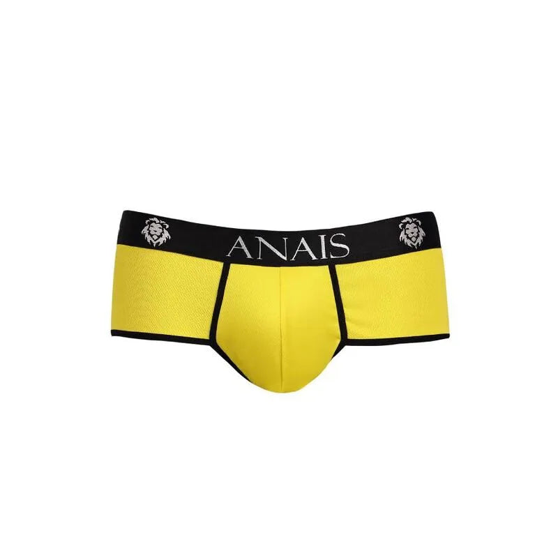Slip sportif jaune pour homme, coupe Tokyo, ceinture noire avec logo Anais, ajustement parfait et matériaux de qualité.