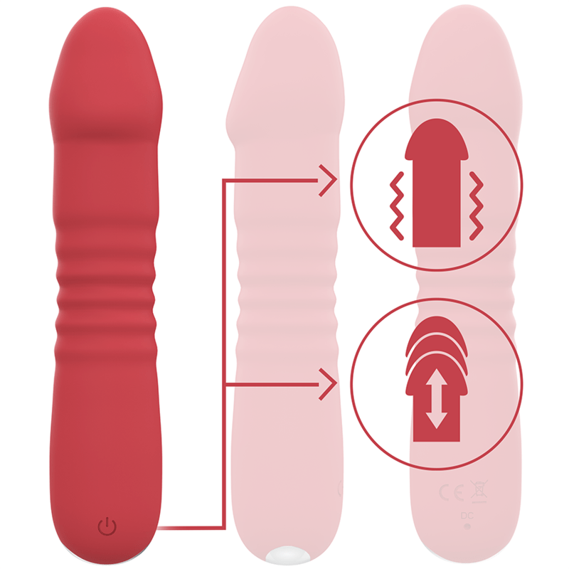 Vibromasseur Silicone Rouge Étanche Up&Down