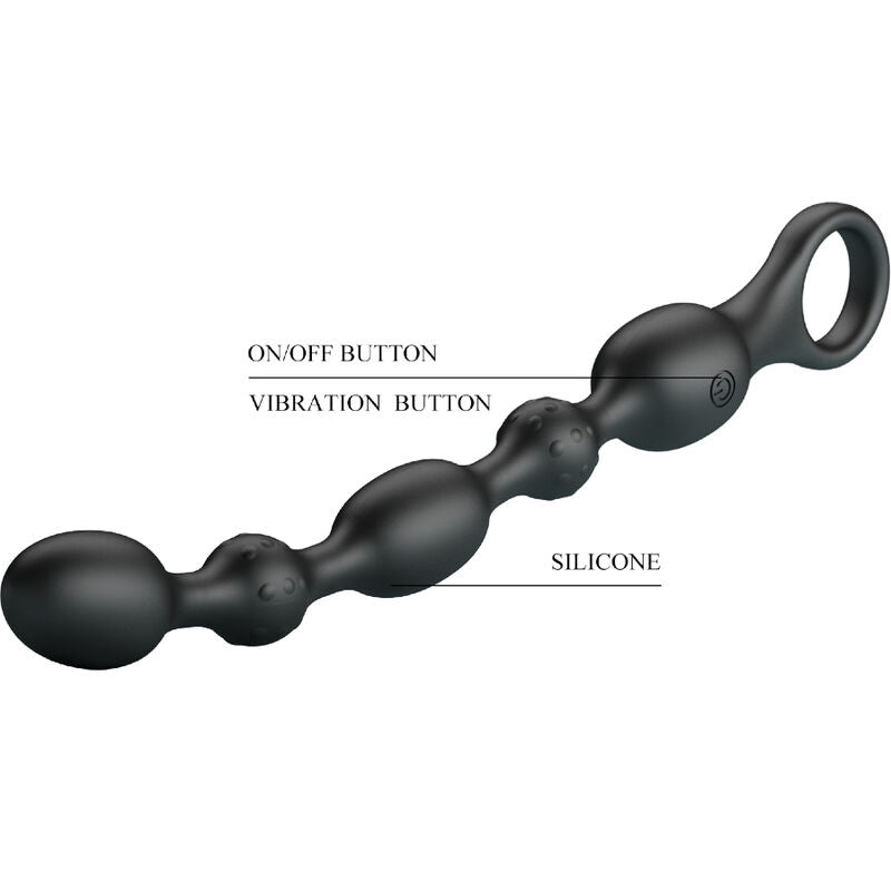 Vibromasseur Anal Perlé Silicone Noir Rechargeable