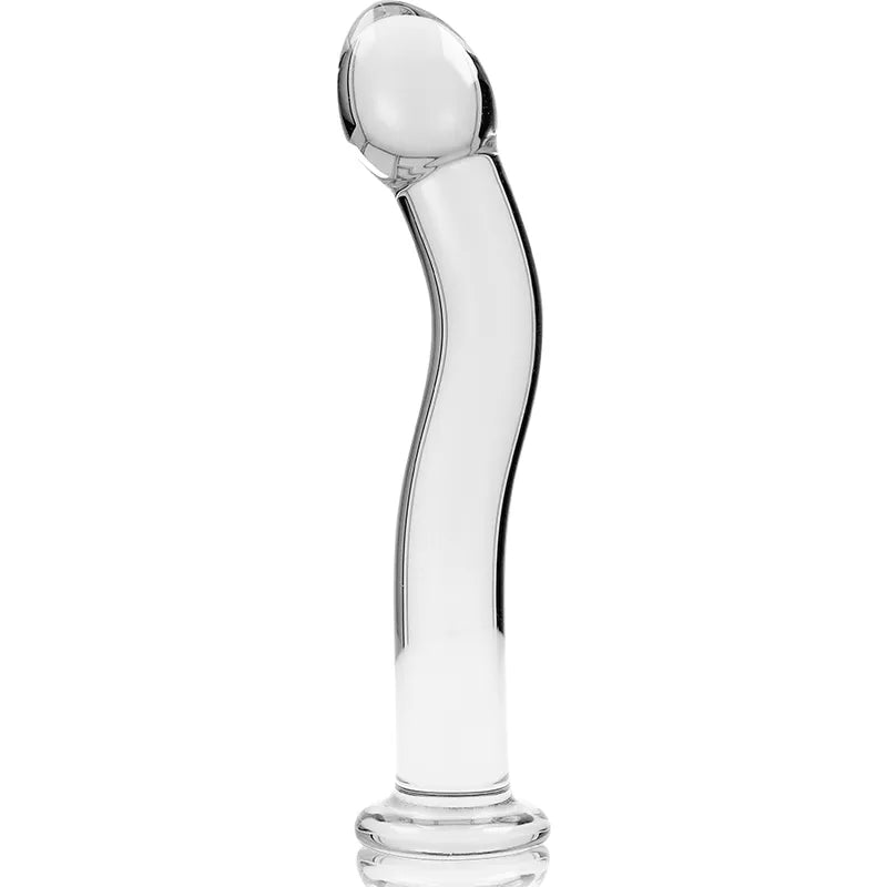Plug anal en verre borosilicate incurvé transparent Nebula Series by Ibiza 18.5 cm 3.5 cm stimulation ciblée sécurité design luxueux sextoy intime couple