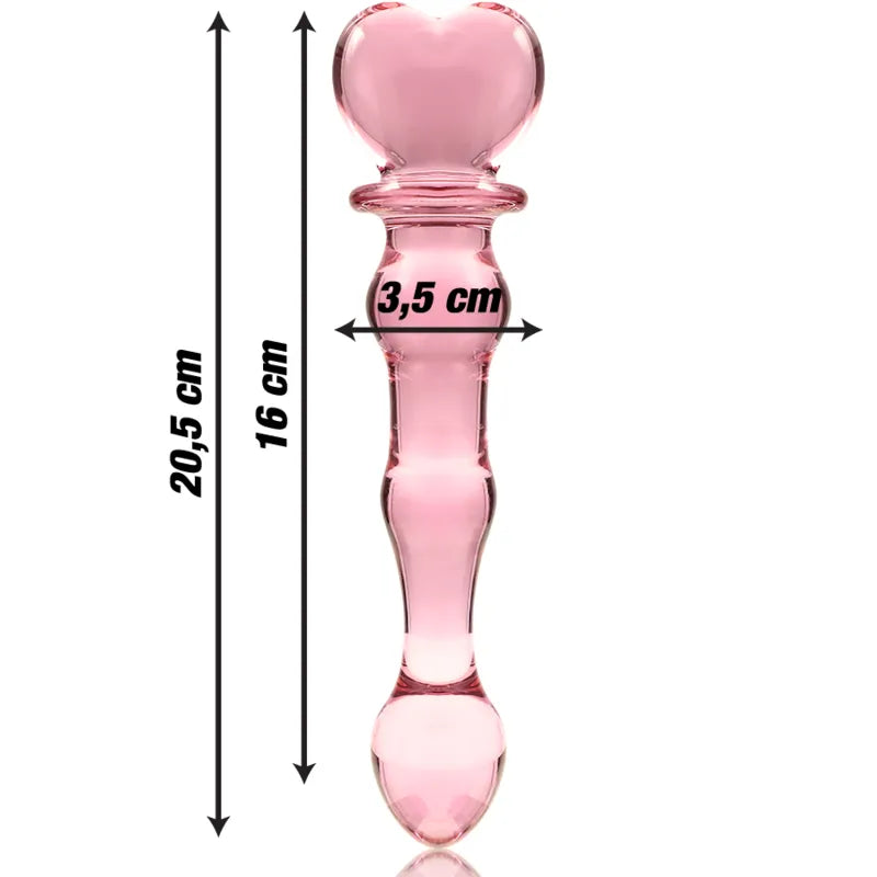 Dildo en verre borosilicate rose design dual cœur stimulation anal sextoy intimité Erotik Nebula Series Ibiza erotico