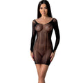 PASSION BS101 bodystocking sexy résille dentelle noir rouge blanc taille unique