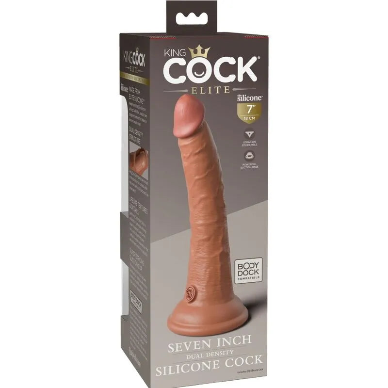 KING COCK - ELITE GODE RÉALISTE EN SILICONE 17.8 CM CARAMEL